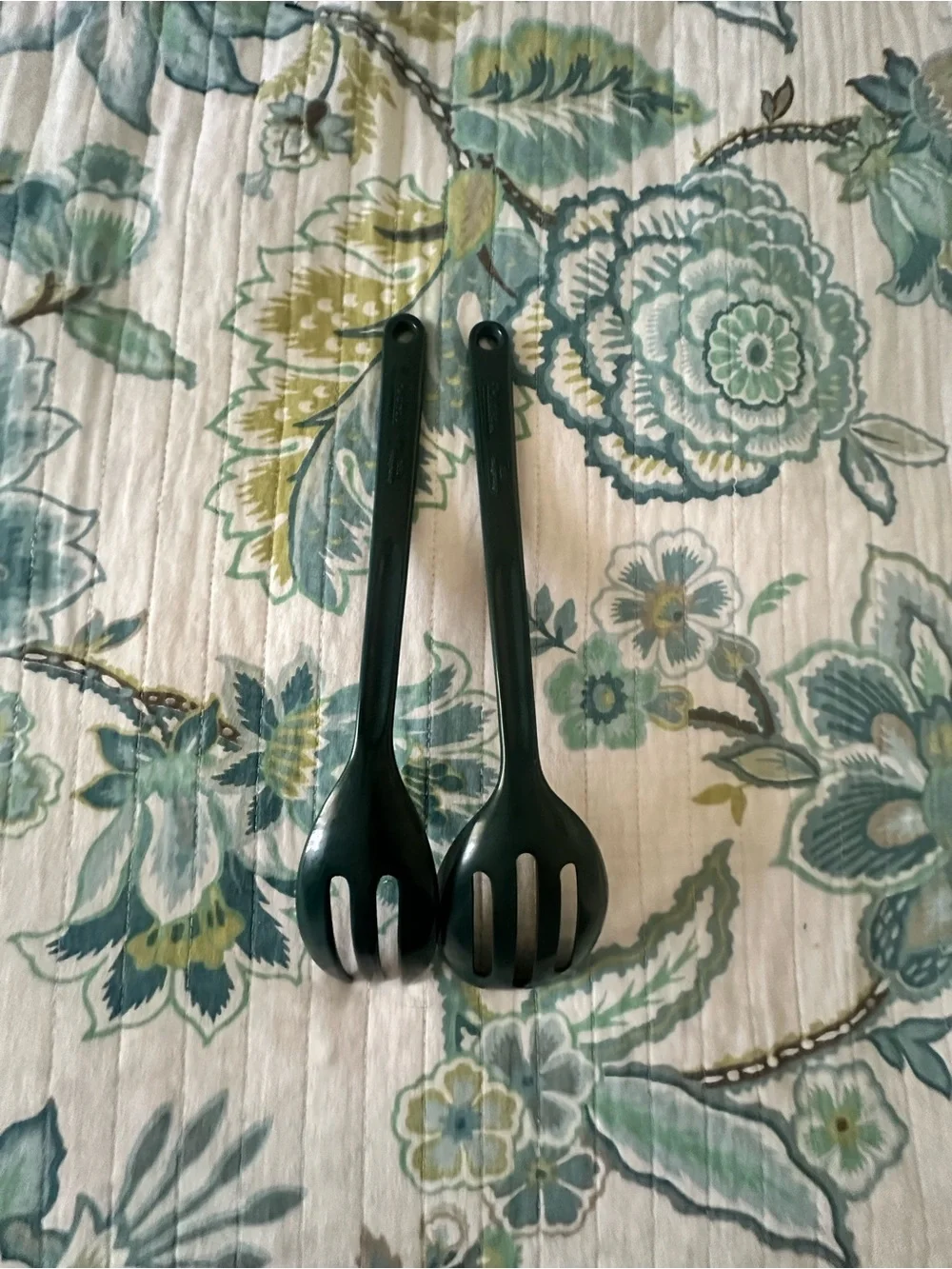 Teal Melamine Slotted Spoon and Fork Kitchen Utensil Set